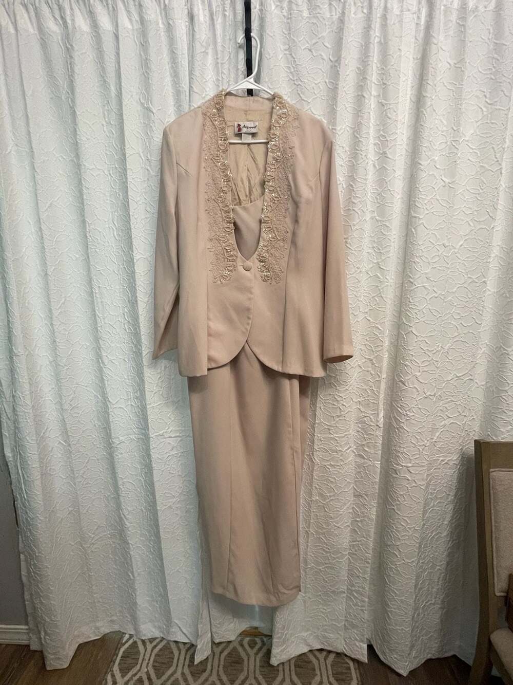Vintage Aspeed Two Piece Dress Jacket Set XL Pink Formal Evening Gown VTG